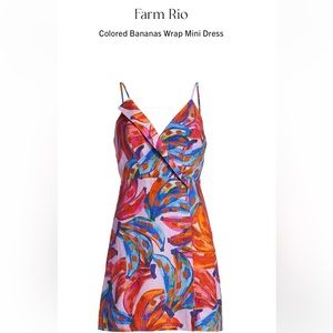 Farm Rio ‘Colored Bananas Wrap Mini Dress’, NWOT, size Medium